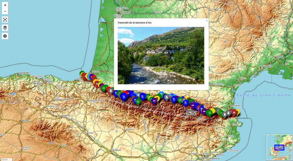 Découvrez la carte interactive du GR10 du site Échappées montagnardes